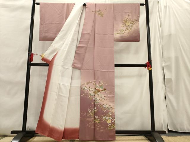 平和屋着物■訪問着 枝花文 暈し染め 金彩 正絹 逸品 AABI7492br