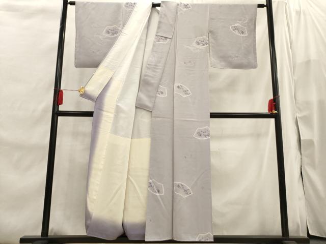平和屋着物■上質な小紋 絞り 地紙花文 正絹 逸品 AABI7496br