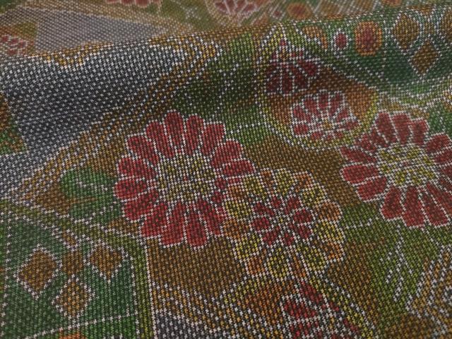 平和屋着物●本場大島紬 一元7マルキ 松皮菱花文 正絹 逸品 AABI7527ck