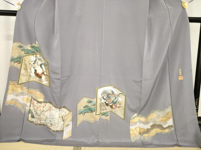 平和屋着物●金彩友禅作家 金彩の魔術師 堀省平 金煌織 色留袖 本金使用 風人雷神 正絹 逸品 AABI7531ck