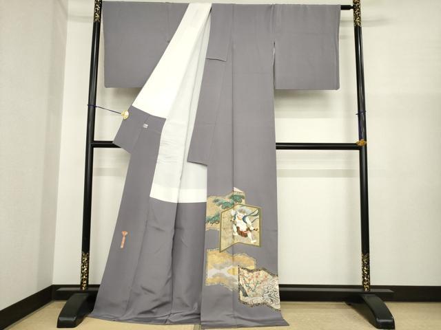 平和屋着物●金彩友禅作家 金彩の魔術師 堀省平 金煌織 色留袖 本金使用 風人雷神 正絹 逸品 AABI7531ck