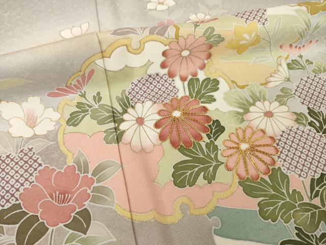 平和屋着物●宝生富美子 訪問着 友禅 駒刺繍 雪輪花文 暈し染め 金彩 正絹 逸品 AABI7533ck