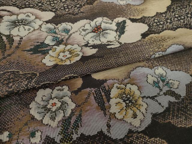 平和屋着物●本場大島紬 カタス7マルキ 総絣 雲重ね花文 正絹 逸品 AABI7536ck
