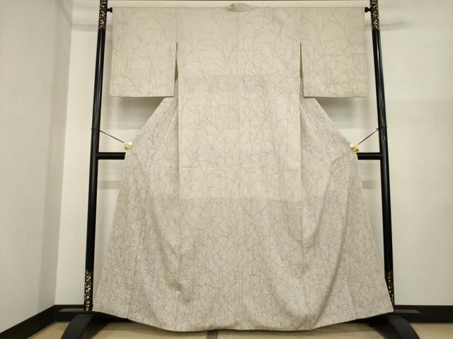 平和屋着物●本塩沢 訪問着 芝 蚊絣 正絹 逸品 AABI7538ck
