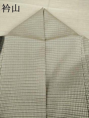 平和屋着物●織りしぼ絣 お召 白新染色 間道 反端付き 正絹 逸品 AABI7541ck