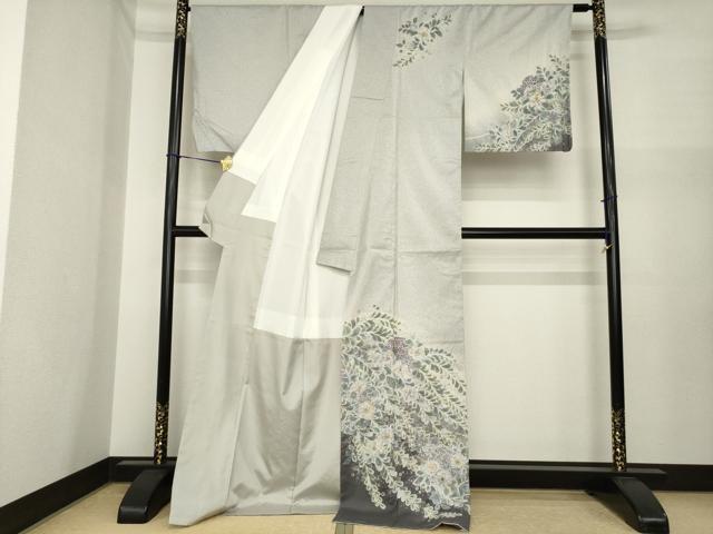 平和屋着物●本場大島紬 染大島 訪問着 辻が花 絞り 舞花文 暈し染め ロング丈 正絹 逸品 AABI7548ck
