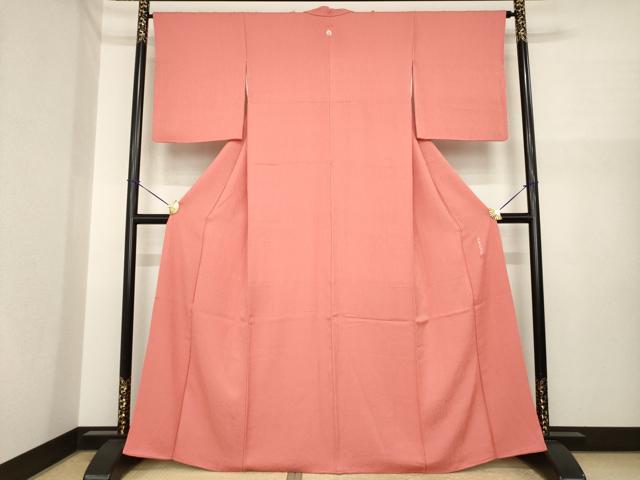 平和屋着物●冷泉布美子 色無地 銀朱色 正絹 逸品 AABI7552ck