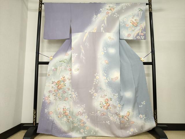平和屋着物●訪問着 辻が花 舞花文 暈し染め 金彩 正絹 逸品 AABI7554ck
