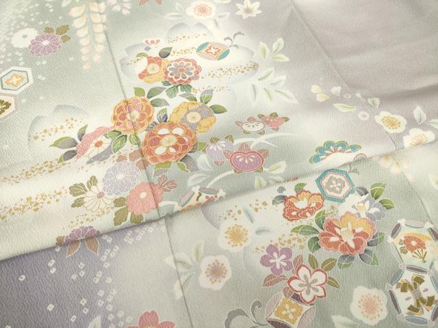 平和屋着物●訪問着 辻が花 舞花文 暈し染め 金彩 正絹 逸品 AABI7554ck