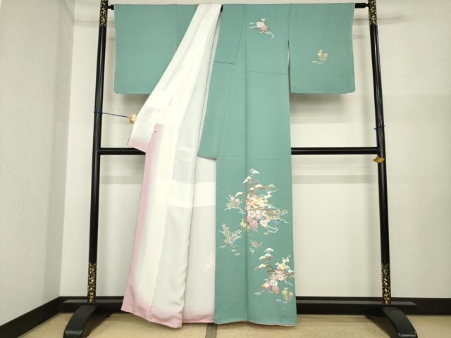 平和屋着物●本加賀友禅作家 南克治 訪問着 風景花文 正絹 逸品 AABI7558ck