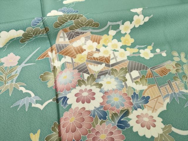 平和屋着物●本加賀友禅作家 南克治 訪問着 風景花文 正絹 逸品 AABI7558ck