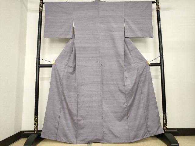 平和屋着物●結城紬 色無地 源氏鼠色 三越扱い 正絹 逸品 AABI7562ck