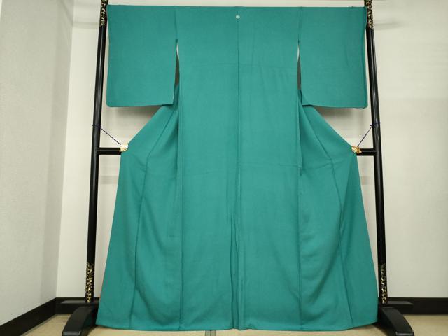 平和屋着物●上質な色無地 錆浅葱色 正絹 逸品 AABI7563ck
