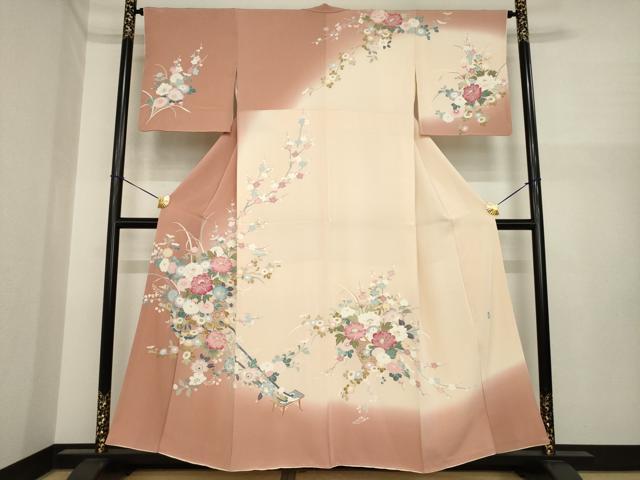 平和屋着物●訪問着 友禅 作家物 花車文 暈し染め 正絹 逸品 AABI7572ck