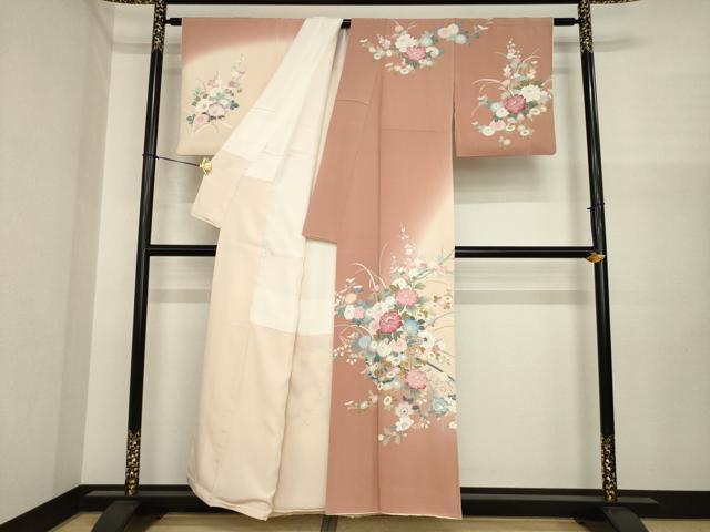 平和屋着物●訪問着 友禅 作家物 花車文 暈し染め 正絹 逸品 AABI7572ck