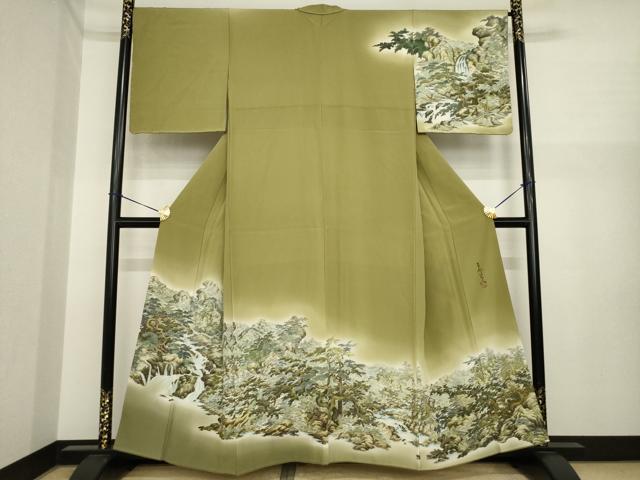 平和屋着物●琉染の創設者 山岡古都 水墨書 訪問着 日本風景浮岩峽 暈し染め 正絹 逸品 AABI7573ck