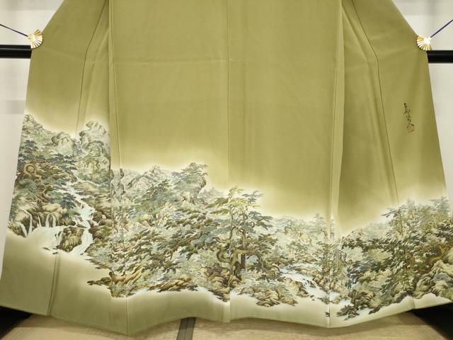 平和屋着物●琉染の創設者 山岡古都 水墨書 訪問着 日本風景浮岩峽 暈し染め 正絹 逸品 AABI7573ck