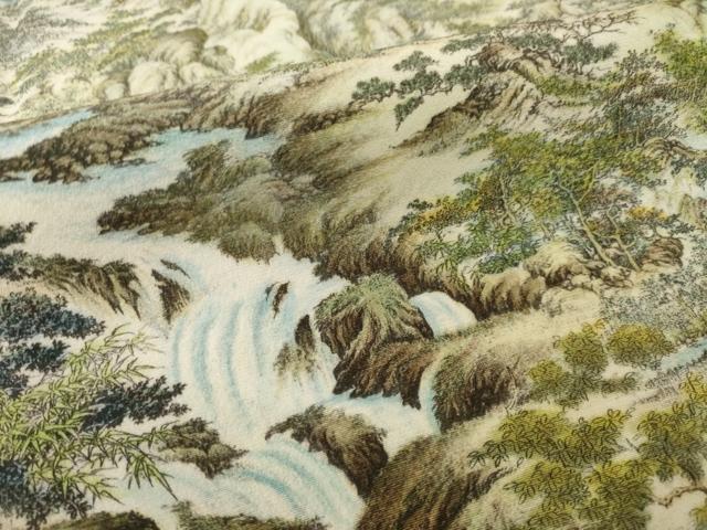 平和屋着物●琉染の創設者 山岡古都 水墨書 訪問着 日本風景浮岩峽 暈し染め 正絹 逸品 AABI7573ck