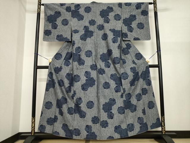 平和屋着物●上質な紬 花尽くし 正絹 逸品 AABI7576ck