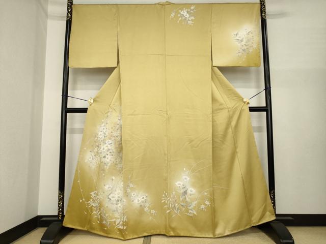 平和屋着物●訪問着 友禅 草花文 暈し染め 金彩 正絹 逸品 AABI7579ck