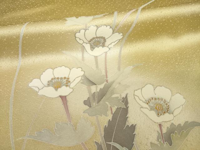 平和屋着物●訪問着 友禅 草花文 暈し染め 金彩 正絹 逸品 AABI7579ck