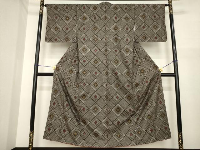 平和屋着物●本場大島紬 龍郷絣 花菱文 正絹 逸品 AABI7580ck