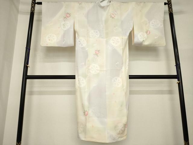 平和屋着物●長襦袢 無双仕立て 源氏車花文 暈し染め 正絹 逸品 AABI7595ck