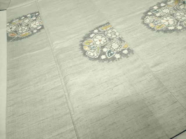 平和屋着物●小千谷紬 花丸文 正絹 逸品 AABI7600ck