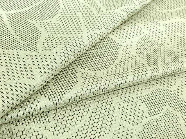 平和屋着物▽お召 単衣 草葉文 正絹 逸品 AABI7602jh