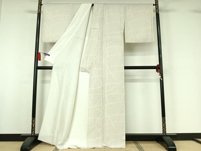 平和屋着物▽本場染大島紬 単衣 氷割れ文様 正絹 逸品 AABI7604jh
