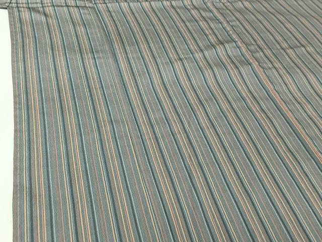 平和屋着物▽上質な小紋 単衣 縞 正絹 逸品 AABI7607jh