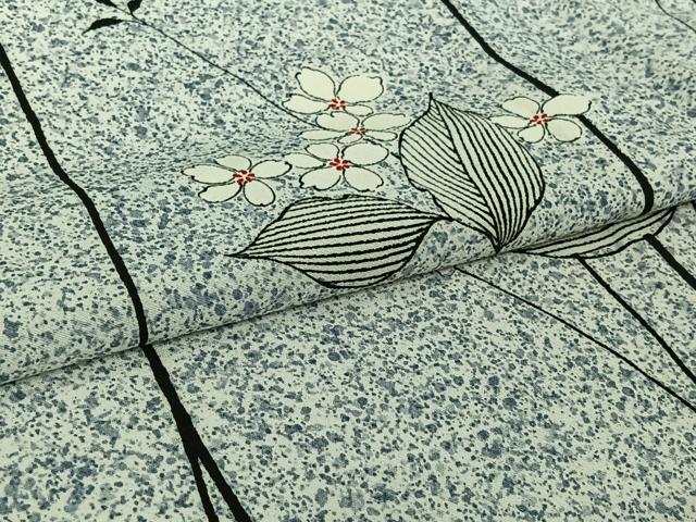 平和屋着物▽上質な小紋 単衣 草花文 正絹 逸品 AABI7611jh