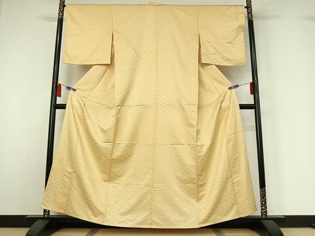 平和屋着物▽上質な色無地 単衣 青海波地紋 浅黄色 正絹 逸品 AABI7615jh