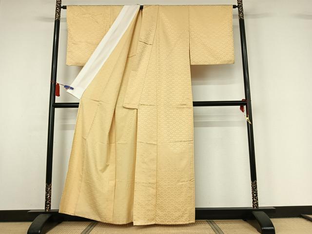 平和屋着物▽上質な色無地 単衣 青海波地紋 浅黄色 正絹 逸品 AABI7615jh