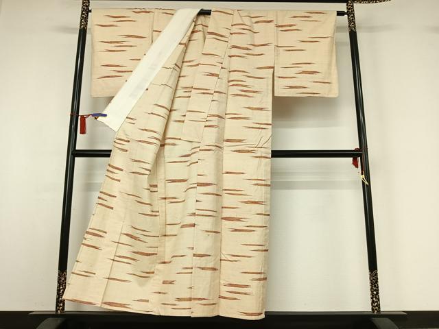 平和屋着物▽上質な紬 単衣 霞文 正絹 逸品 AABI7620jh