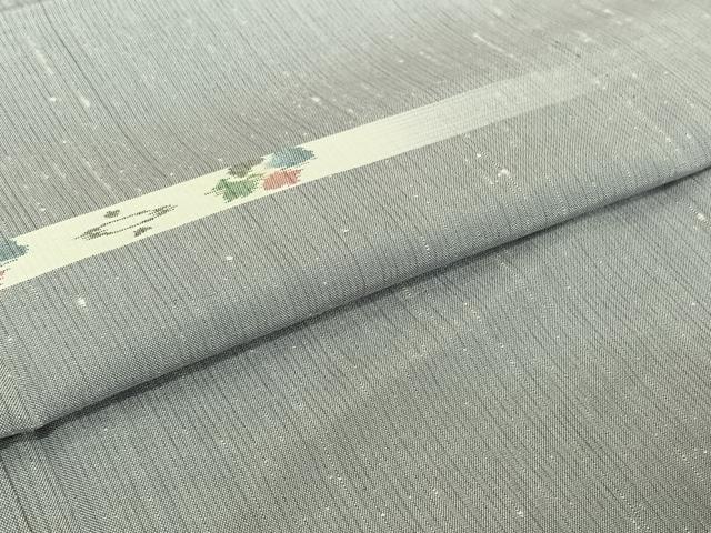 平和屋着物▽上質な紬 単衣 横段花文 さが美扱い 正絹 逸品 AABI7621jh