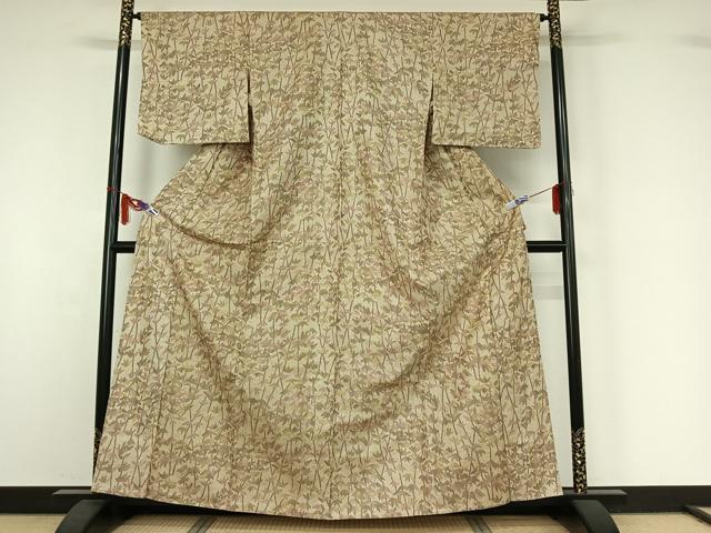 平和屋着物▽本場大島紬 単衣 笹の葉文 正絹 逸品 AABI7622jh