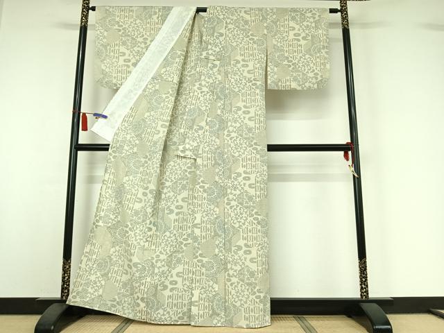 平和屋着物▽小紋 単衣 正倉院花文 AABI7623jh
