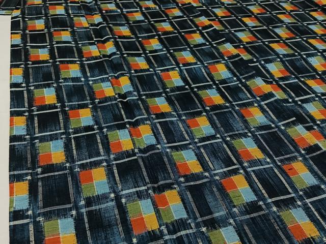 平和屋着物▽上質な紬 単衣 幾何学文様 正絹 逸品 AABI7624jh