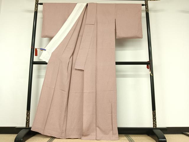 平和屋着物▽上質な色無地 単衣 薄柿色 正絹 逸品 AABI7632jh
