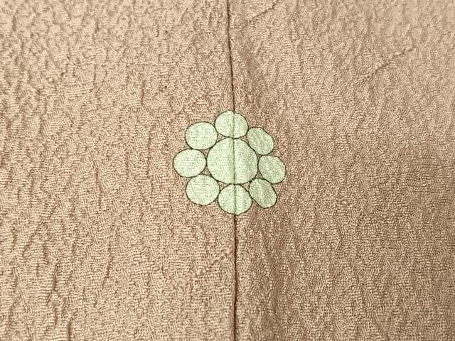 平和屋着物▽上質な色無地 単衣 薄柿色 正絹 逸品 AABI7632jh