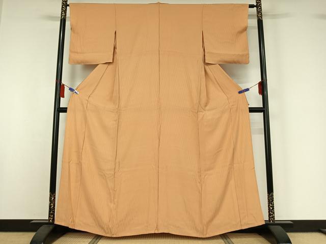 平和屋着物▽上質な色無地 単衣 立涌地紋 雄黄色 正絹 逸品 AABI7636jh
