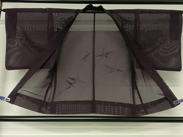 平和屋着物▽羽織 スリーシーズン 春夏秋 塵除け 総刺繍 草葉文 正絹 逸品 AABI7637jh