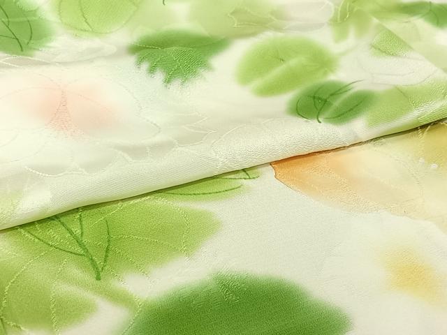 平和屋着物▽上質な小紋 単衣 草花文 暈し染め 正絹 逸品 AABI7638jh