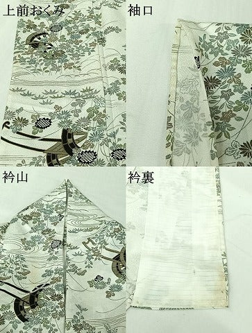 平和屋着物▽小紋 単衣 花車文 金彩 洗える着物 AABI7645jh