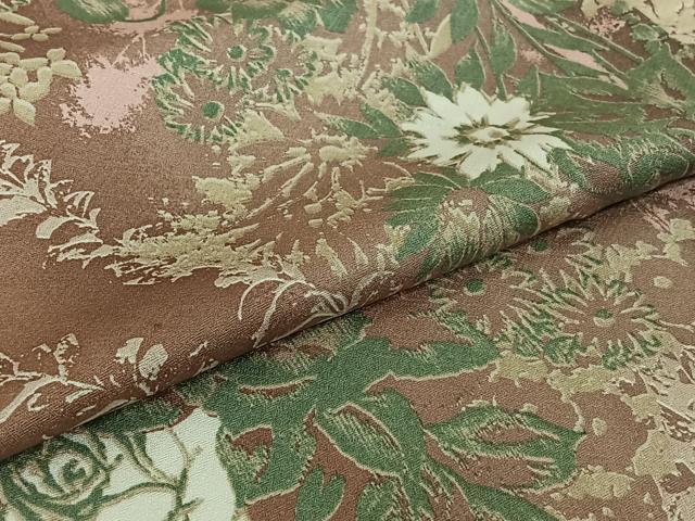 平和屋着物▽上質な小紋 単衣 草花文 正絹 逸品 AABI7646jh