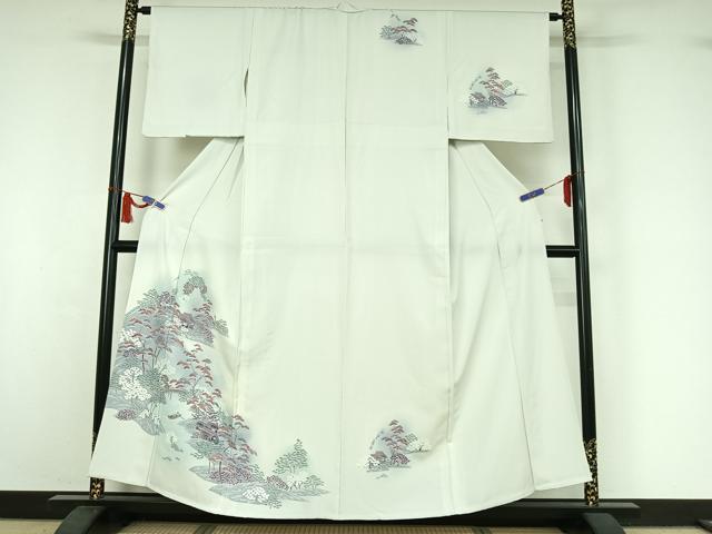 平和屋着物▽訪問着 単衣 風景文 暈し染め 正絹 逸品 AABI7664jh