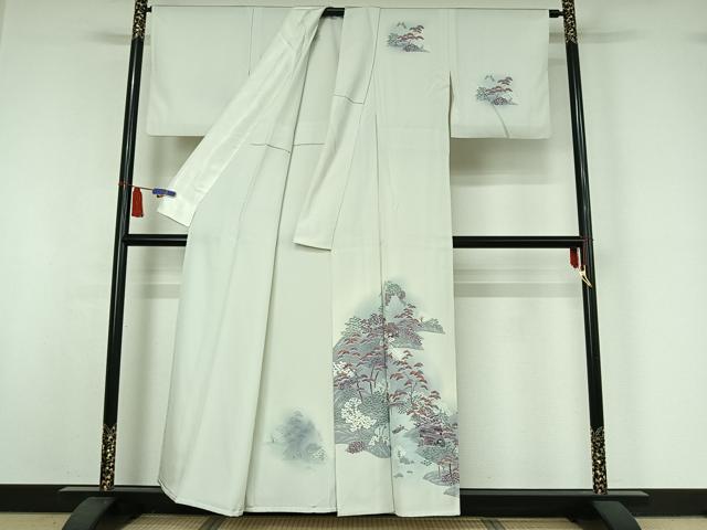 平和屋着物▽訪問着 単衣 風景文 暈し染め 正絹 逸品 AABI7664jh