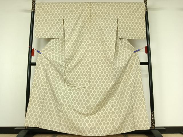 平和屋着物▽上質な紬 単衣 亀甲柄 正絹 逸品 AABI7668jh
