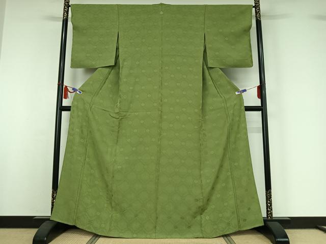 平和屋着物▽上質な色無地 単衣 有栖川地紋 苗色 正絹 逸品 AABI7671jh